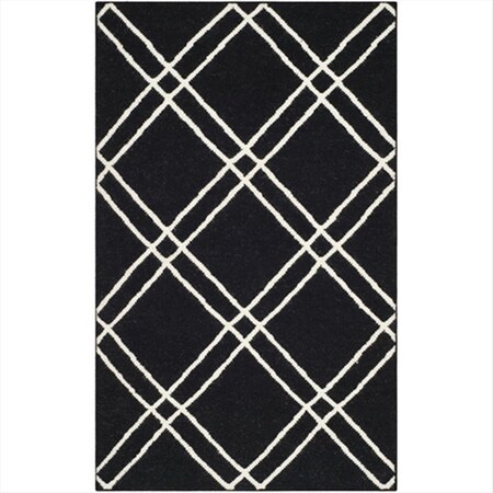 Safavieh 5 x 8 ft. Rectangle- Contemporary Dhurries Black And Ivory Flatweave Rug DHU638A-5